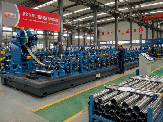 1.5 Ton Coil Capacity Tube Mill Machine ZY16 Φ8-18mm HF Welded Pipe Line